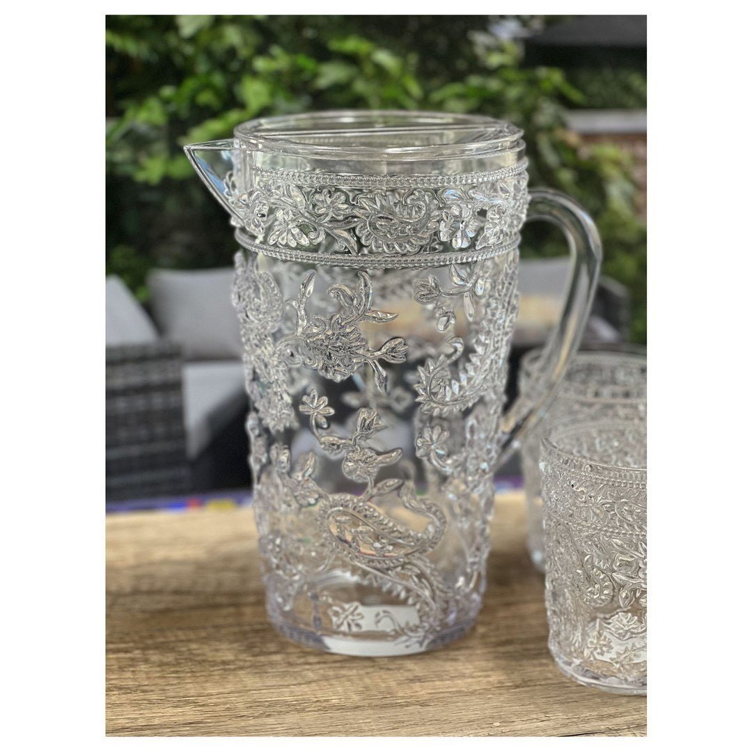 2.5-Quarts-Water-Pitcher-with-Lid,-Paisley-Unbreakable-Plastic-Pitcher,-Drink-Pitcher,-Juice-Pitcher-with-Spout-BPA-Free-Pitchers