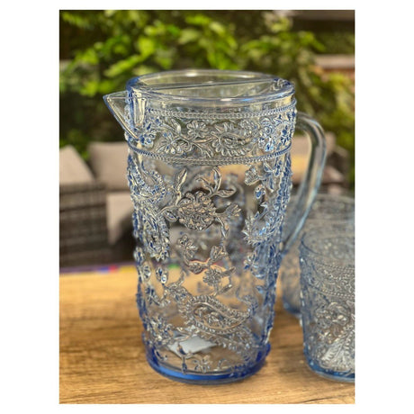2.5-Quarts-Water-Pitcher-with-Lid,-Paisley-Unbreakable-Plastic-Pitcher,-Drink-Pitcher,-Juice-Pitcher-with-Spout-BPA-Free-Pitchers