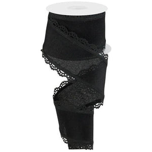 2.5" Scalloped Edge Ribbon: Black (10 Yard)