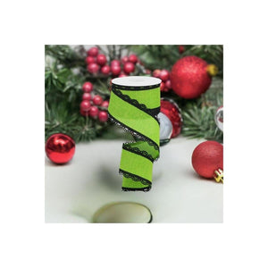 2.5" Scalloped Edge Ribbon: Green (10 Yards)