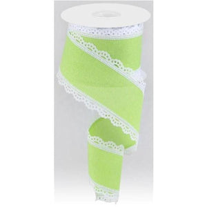 2.5" Scalloped Edge Ribbon: Lime Green (10 Yard)