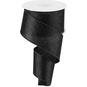 2.5" Shimmer Glitter Ribbon: Black (10 Yards)