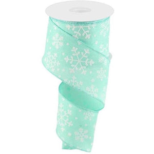 2.5" Snowflake Ribbon: Mint Green (10 Yards)