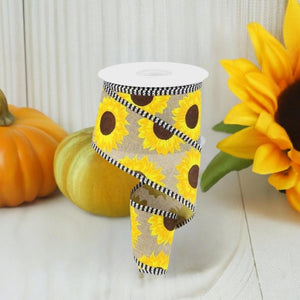 2.5" Sunflower Thin Stripe Ribbon: Beige (10 Yards)