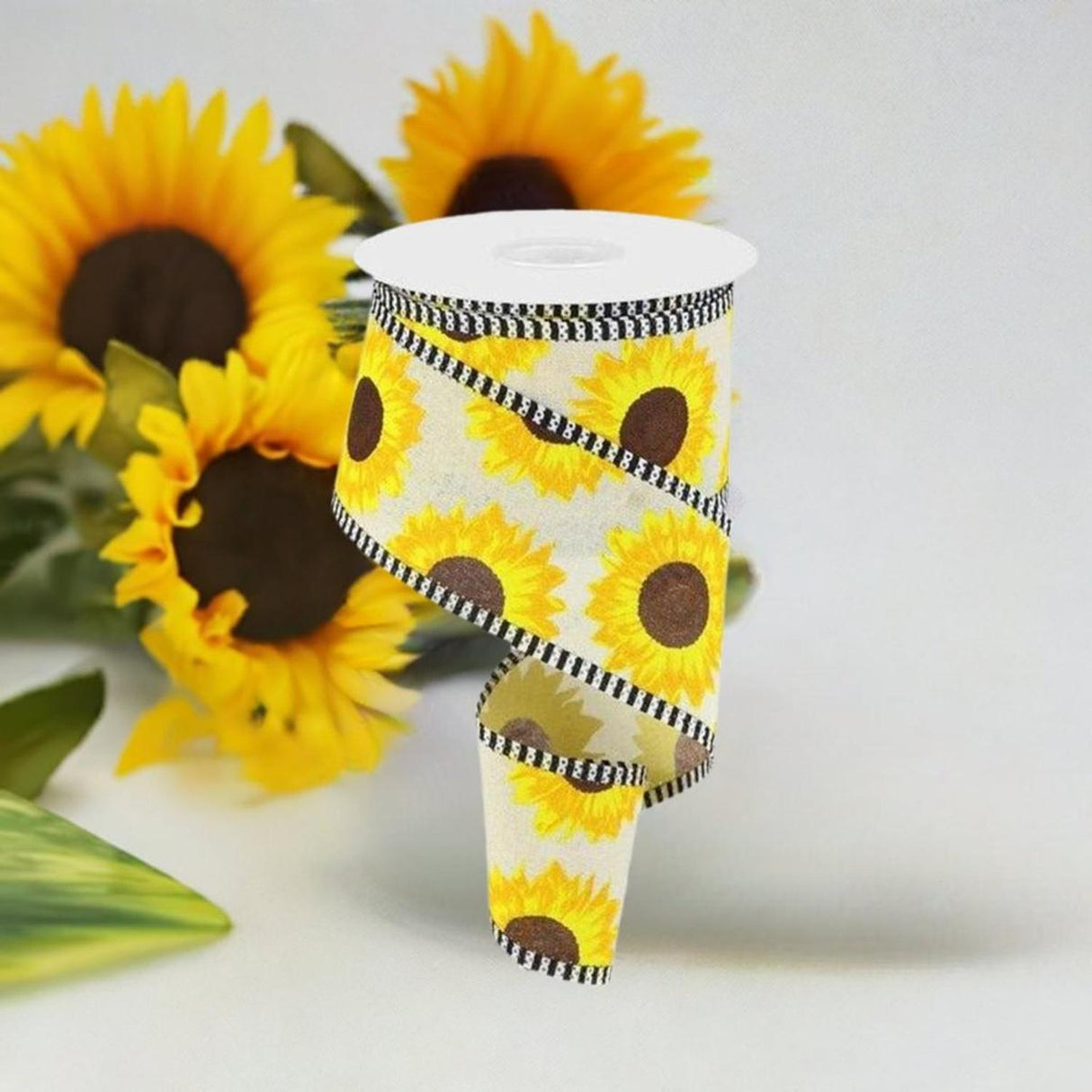 2.5" Sunflower Thin Stripe Ribbon: Cream (10 Yards)