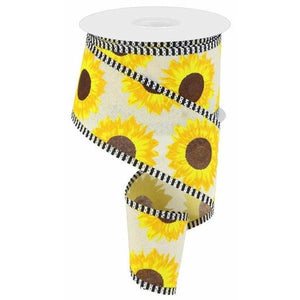 2.5" Sunflower Thin Stripe Ribbon: Cream (10 Yards)