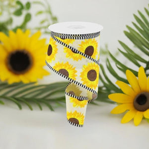 2.5" Sunflower Thin Stripe Ribbon: Cream (10 Yards)