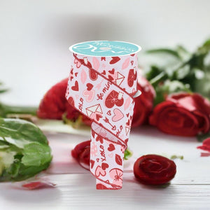 2.5" Valentine Graphics Ribbon: White (10 Yard)