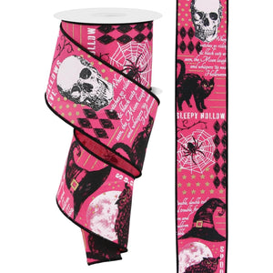 2.5" Vintage Halloween Ribbon: Pink (10 Yards)