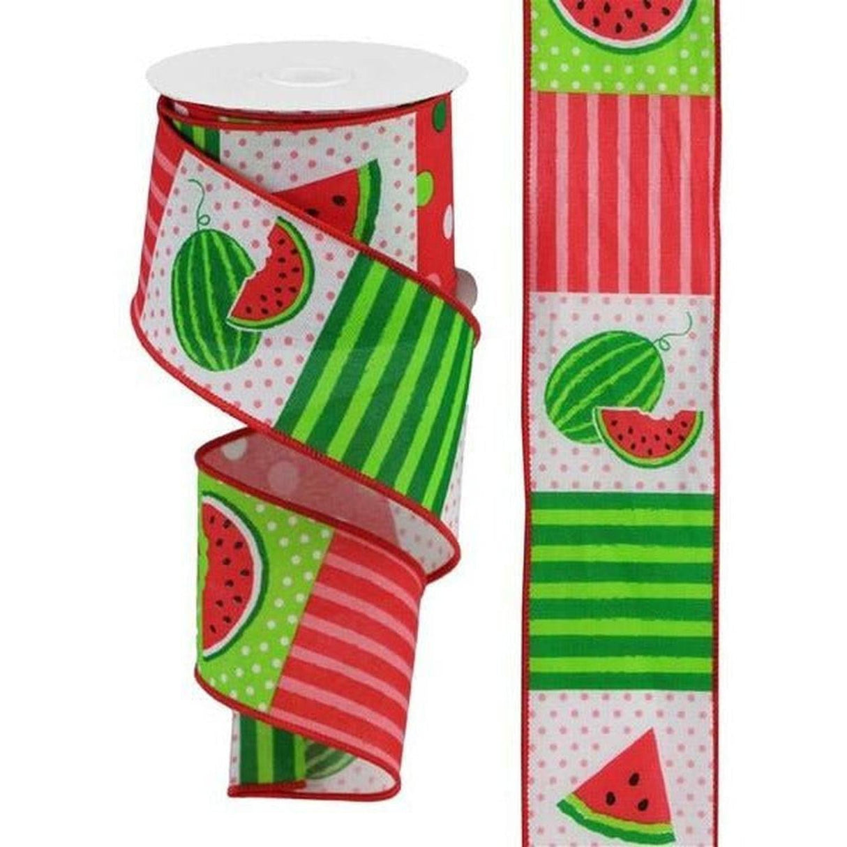 2.5" Watermelon Block Royal Ribbon: White (10 Yards)