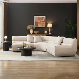 Modular Curved Sectional Sofa, 3-Piece Free-Form Configuration