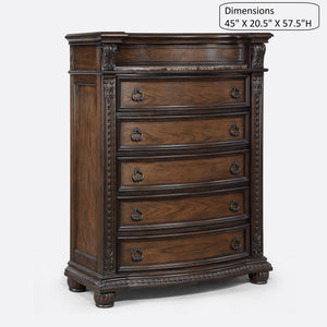5 Drawer Tall Chest - Brown / Coffee