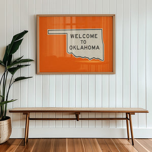 Welcome To Oklahoma Vintage Orange Road Sign Art Print