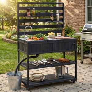 TOPMAX 41.7'' Large Patio Rolling Kitchen Island with Sink