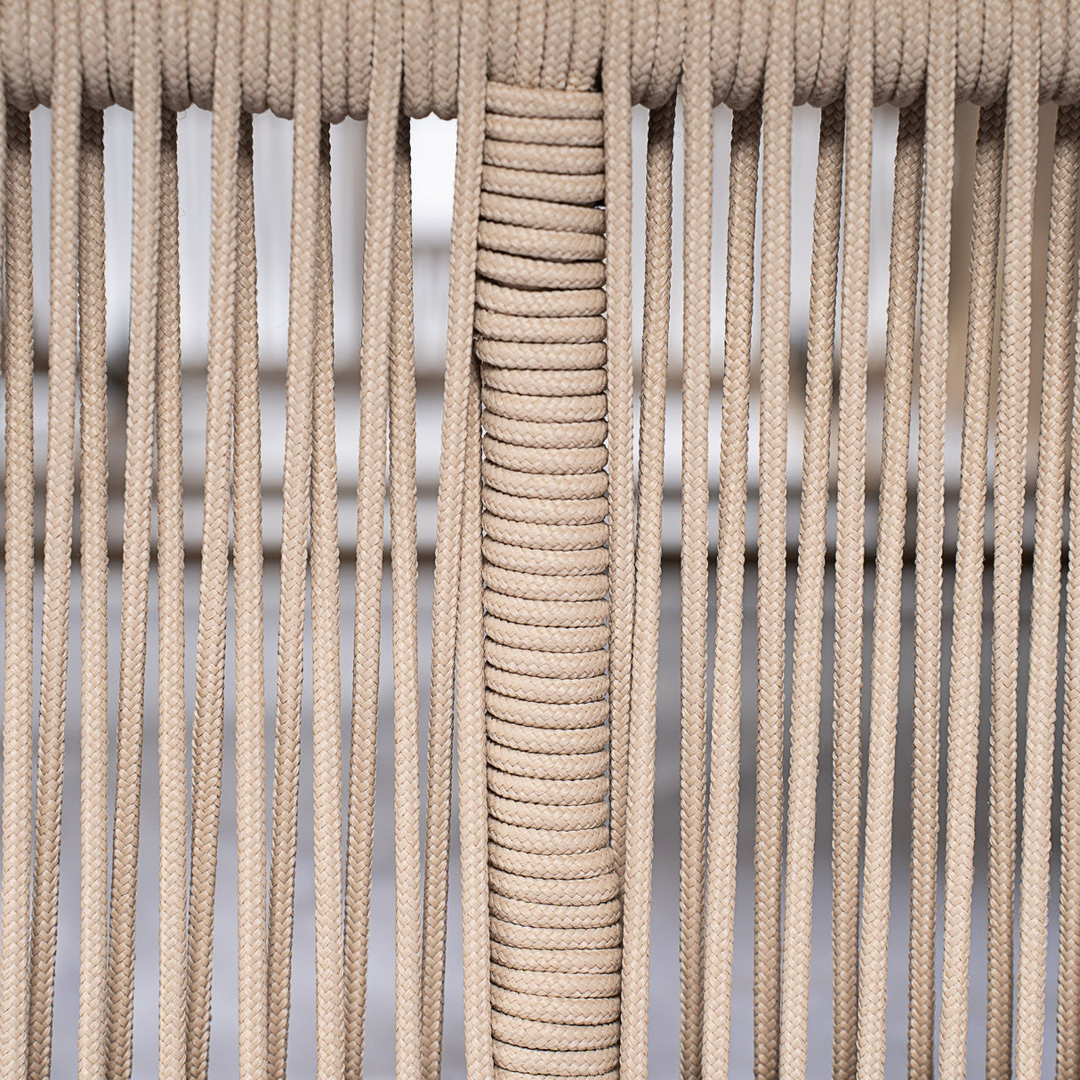 Beige and White Adjustable Sunlounge with Woven Rope Base