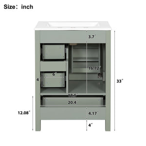 Bathroom Vanity With Sink, Soft-Close Doors, Double-Layer Shelf And 3 Drawers