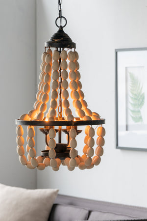 Large Beaded 4-Light Chandelier