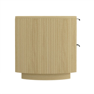Oak Nightstand with 2 Drawers – Ribbed Texture