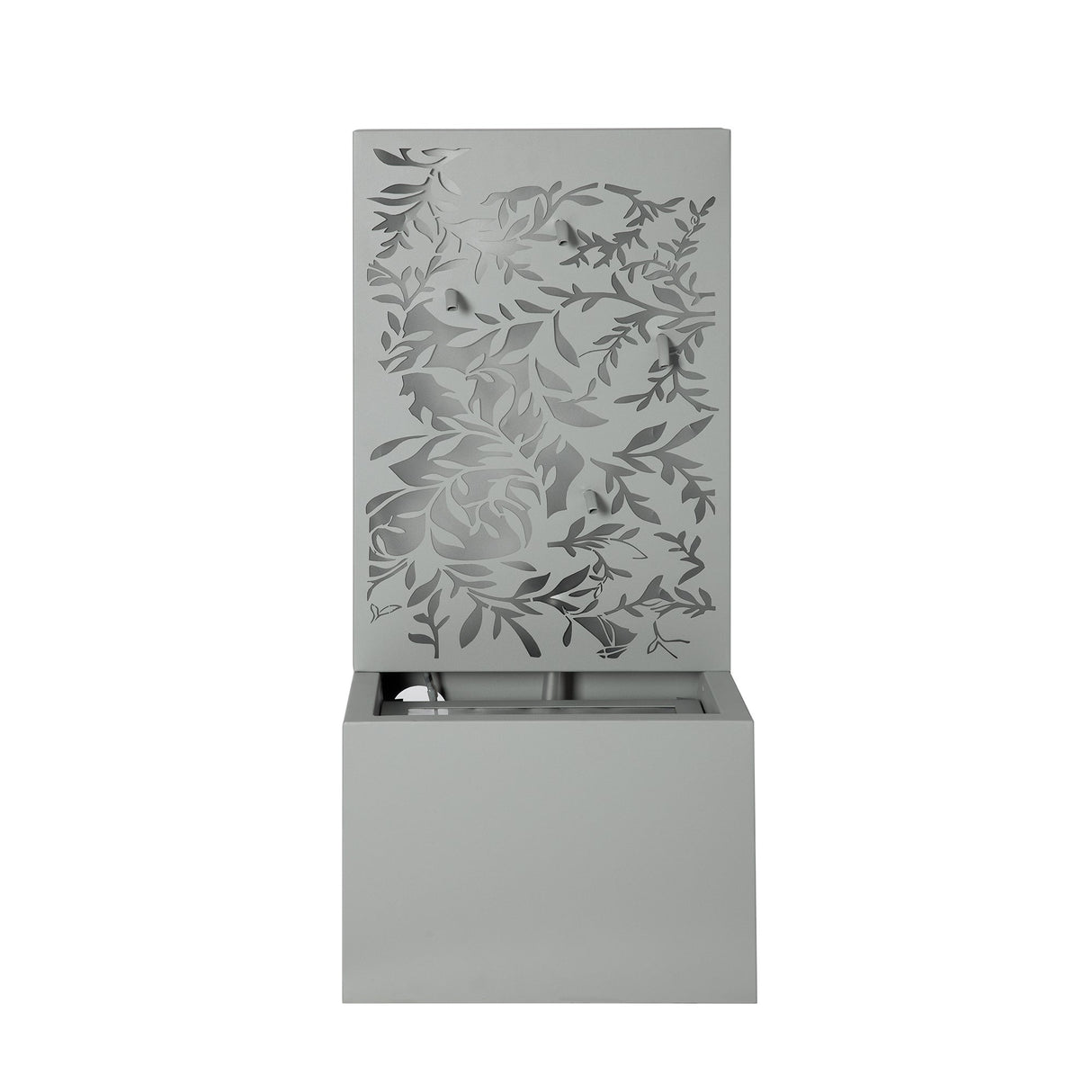 30.71' Light Gray Metal Leaf Cutout Outdoor Water Wall Fountain with LED Lights