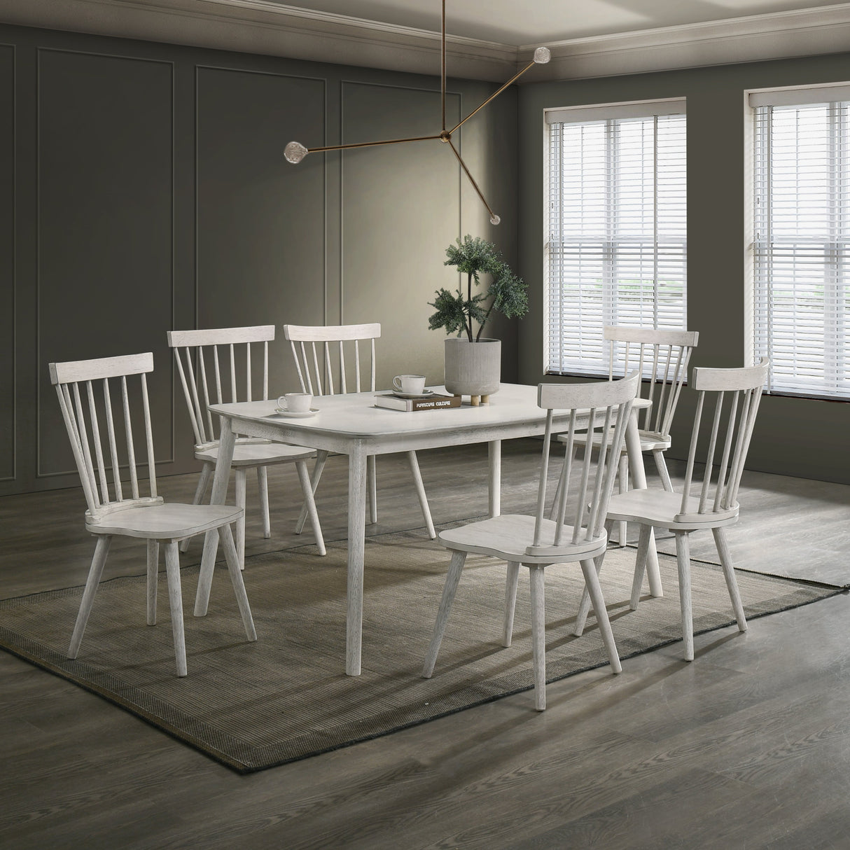 Modern Farmhouse Spindle Back Dining Chairs, Set of 2