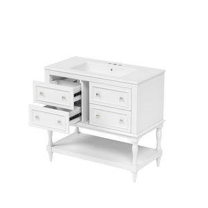 36" Bathroom Vanity Cabinet with Undermount Sink and 4 Drawers - Beige, Black, White
