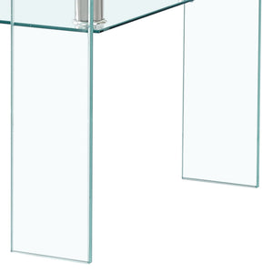 Modern Tempered Glass Coffee Table With 2 Tier Storage For Living Room