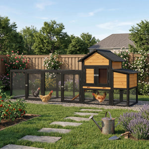 Outdoor Wooden Chicken Coop with Run
