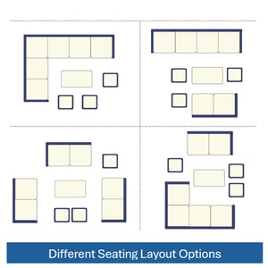 7 Piece Outdoor Dining Set With Cushions, Modular Sectional Sofa And Table