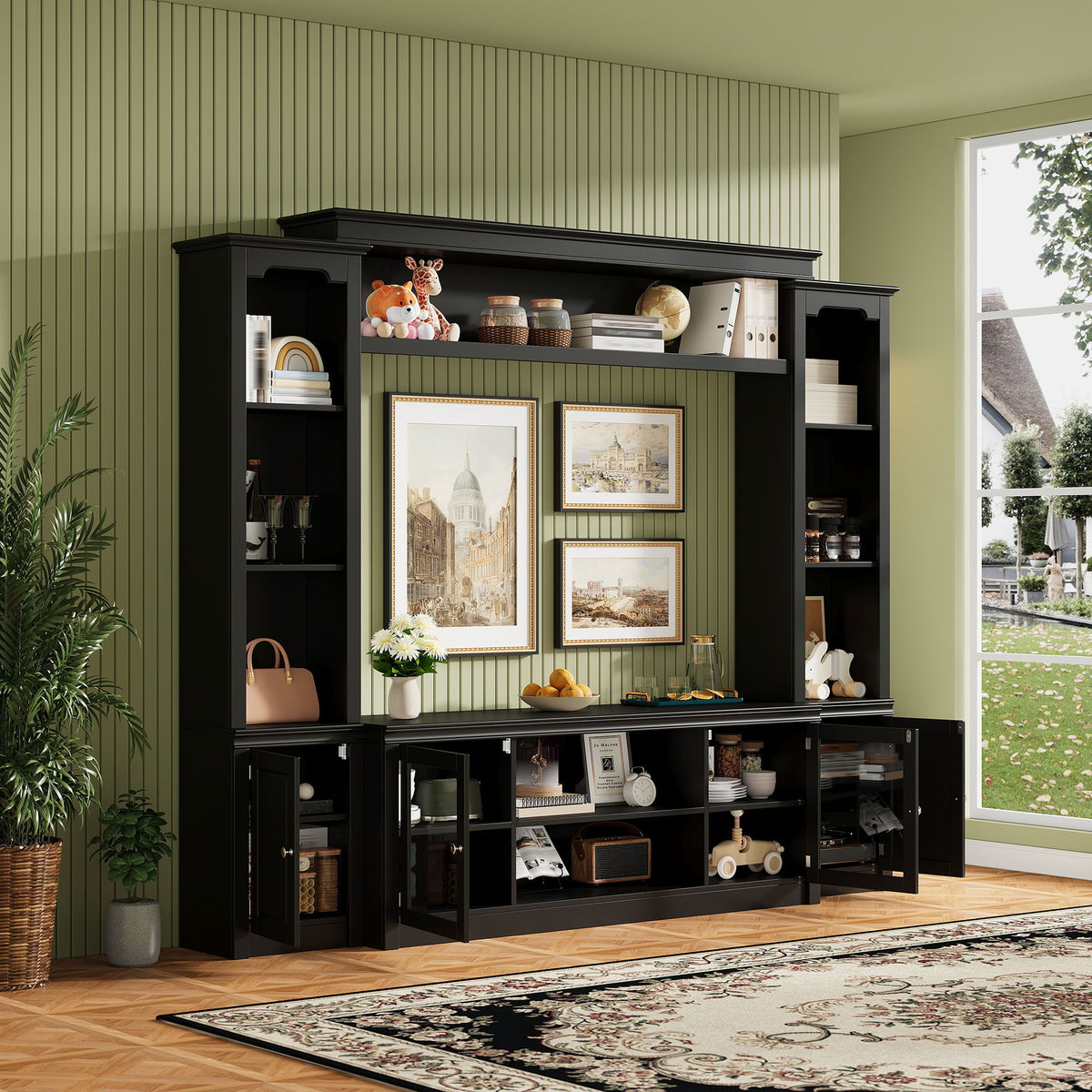 All-In-One TV Stand with Bookcase for TVs Up To 65" - Black or White