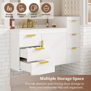 Wall Mounted Bathroom Cabinet With Side Cabinet Combo