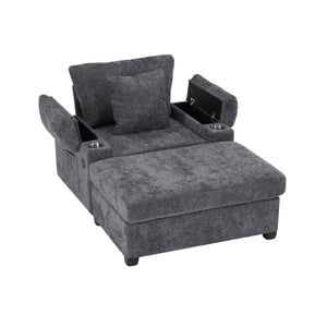 Modern Oversized Chair With Ottoman, Cupholders And USB Charging Ports