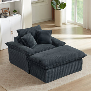 51.97 Inch Comfortable Single Seat Sofa with Unique Footrest Design