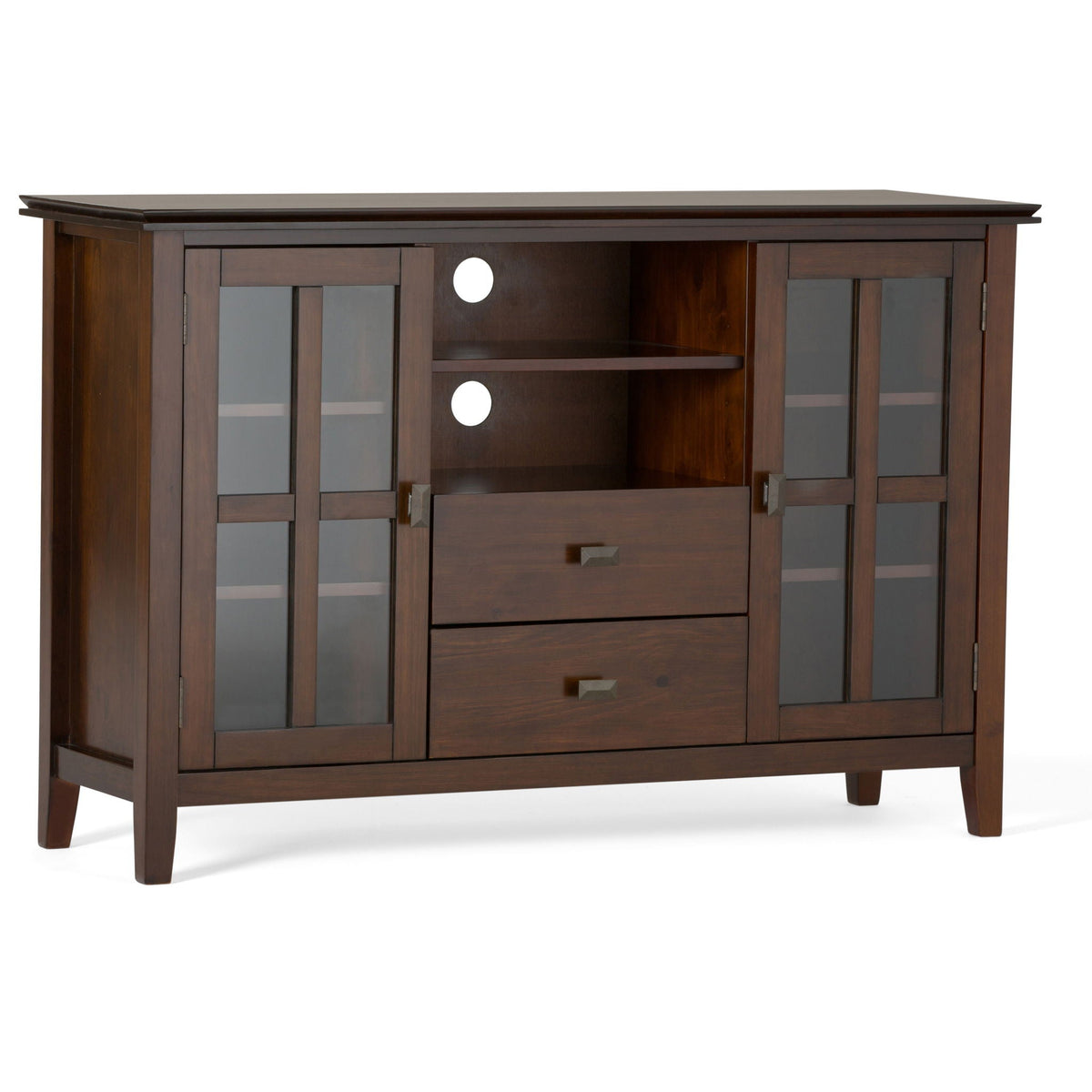 Handcrafted Tall TV Media Stand with Glass Doors and Storage - Multiple Colors