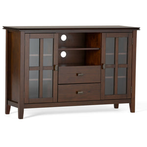 Handcrafted Tall TV Media Stand with Glass Doors and Storage - Multiple Colors