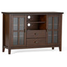 Handcrafted Tall TV Media Stand with Glass Doors and Storage - Multiple Colors