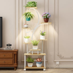 Indoor Plant Stand with Grow Lights - 62" Tall, 8 Tiered Shelf