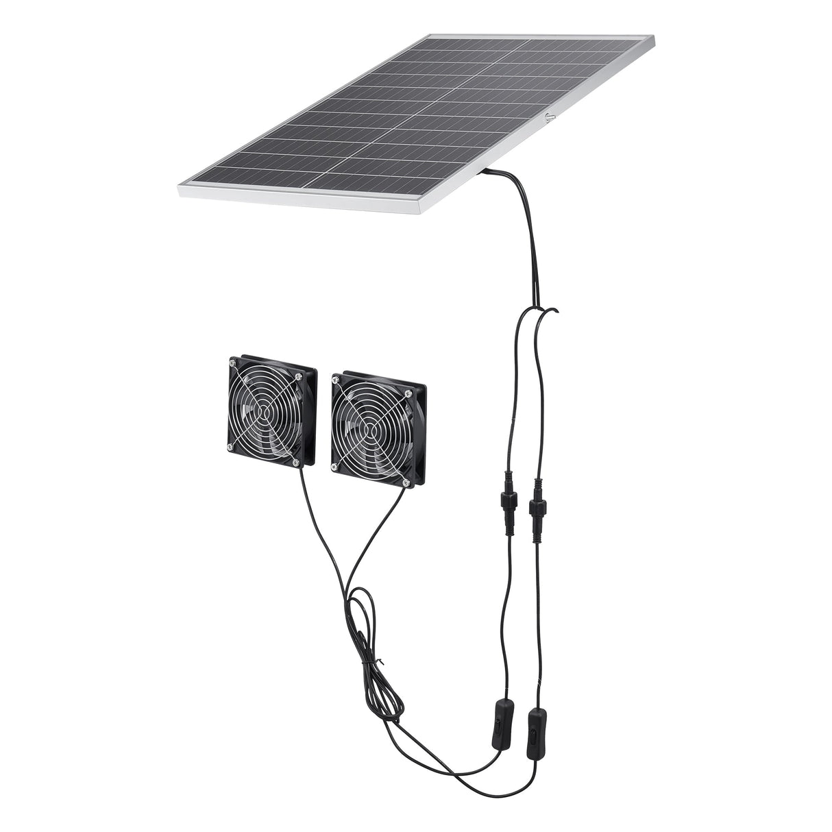 Solar Powered Fan with 30W Solar Panel and Dual Fans