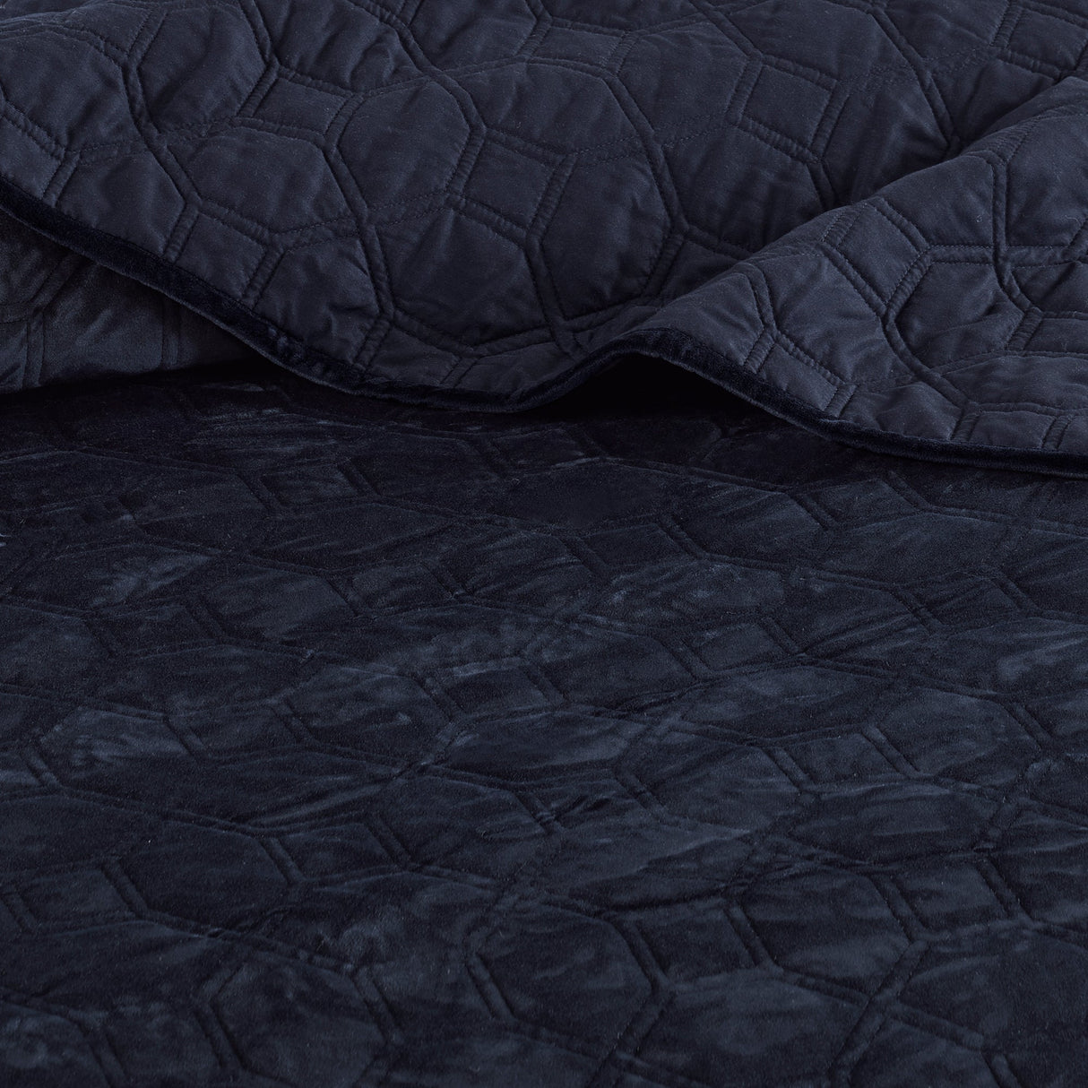 3 Piece Velvet Quilt Set Navy King/Cal King