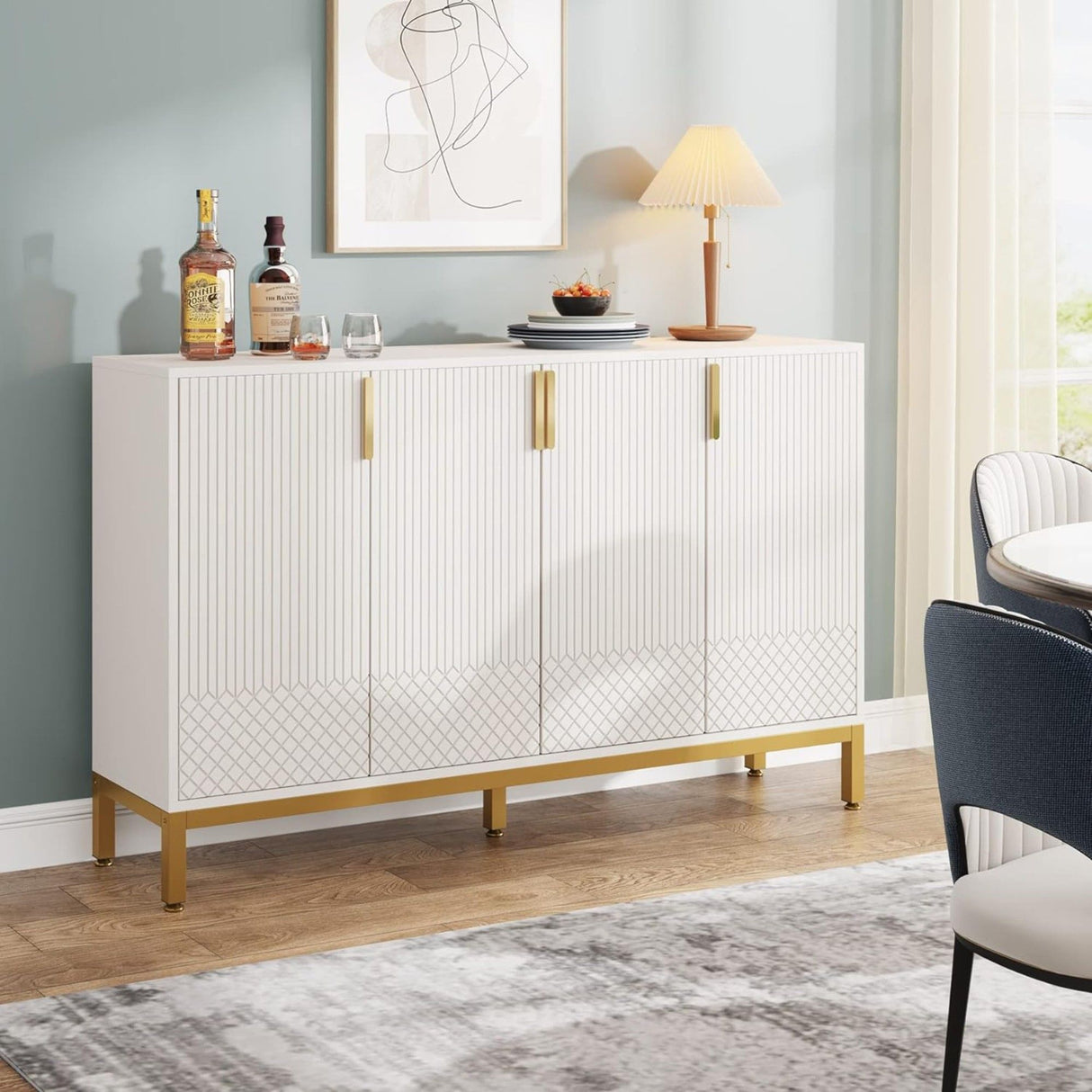 Buffet Sideboard Cabinet With Geometric Doors