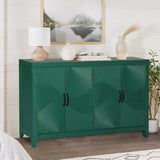 59in Green Accent Cabinet with 4 Doors Mid Century Modern Pantry Cabinet