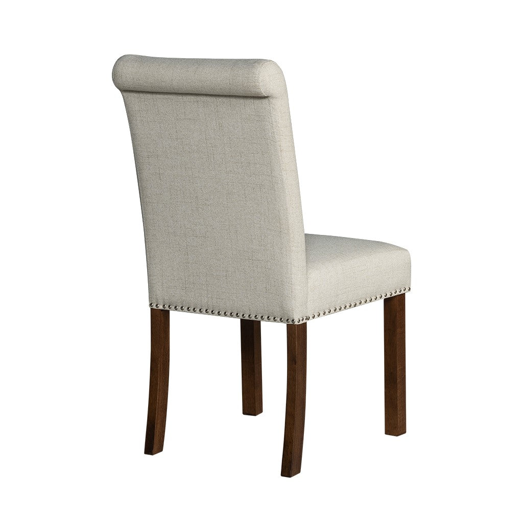 Upholstered Dining Chair with Nailhead Trim and Rolled Back, Set of 2