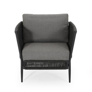 Hanford Modern Club Chair with Woven Rope Design in Grey