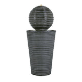 31.5' Tall Striped Concrete Column Fountain with LED Light - Gray Concrete Design
