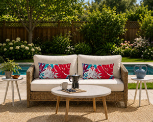 2 Pack Outdoor Lumbar Pillow Covers - Tropical Leaves