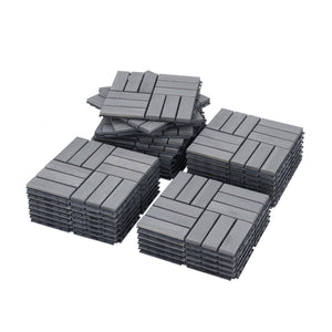 Acacia Wood Interlocking Deck Tiles Checker Pattern For Outdoor Flooring