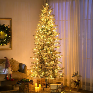 HOMCOM 7.5ft Tall Prelit Artificial Christmas Tree