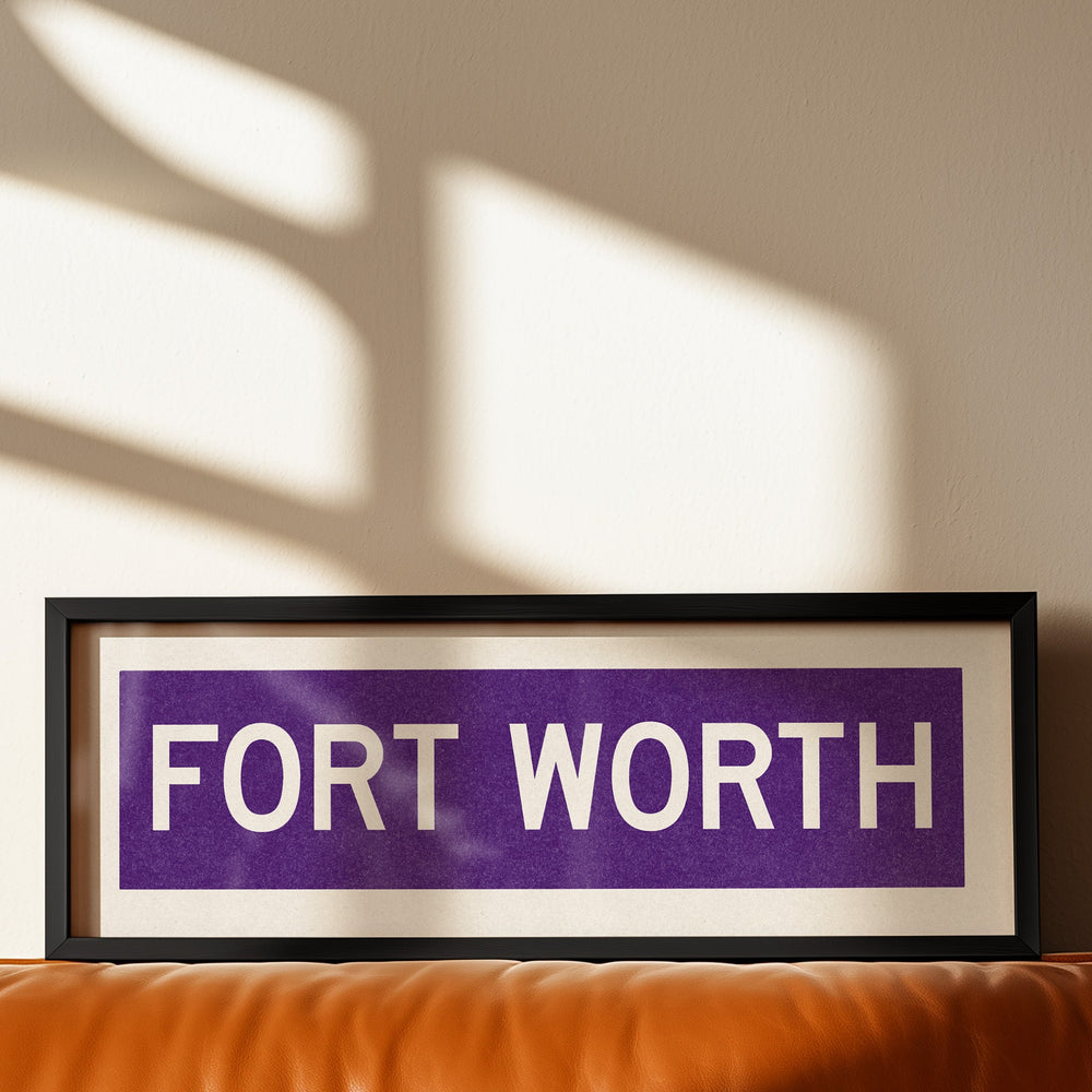 Framed Fort Worth Purple Bus Scroll