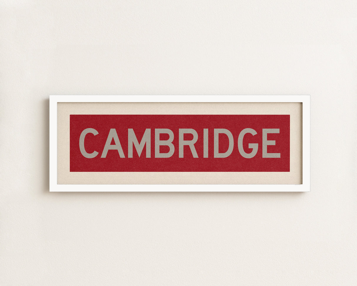 Framed Cambridge Crimson and Gray Bus Scroll