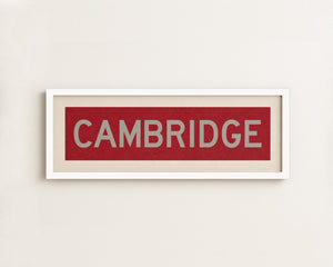 Framed Cambridge Crimson and Gray Bus Scroll