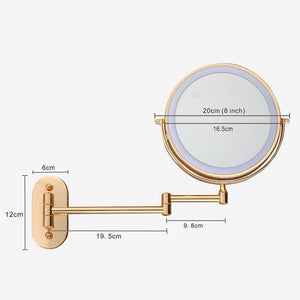 Rechargeable LED Makeup Mirror 10X Magnifying Wall Mount Gold
